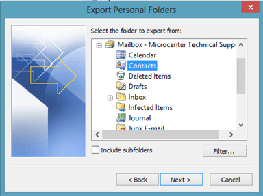 Export Personal Folders